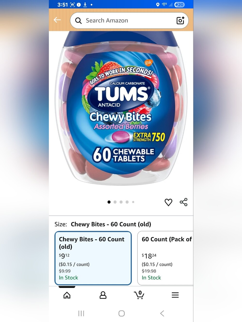 TUMS Chewy Bites Antacid - Strawberries & Cream (Blue Cap) - Picture 2 of 9